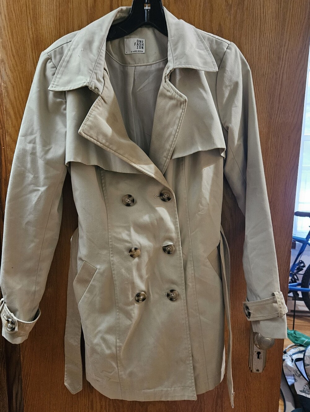 Classic Women's Beige Trench Coat - Double-Breasted